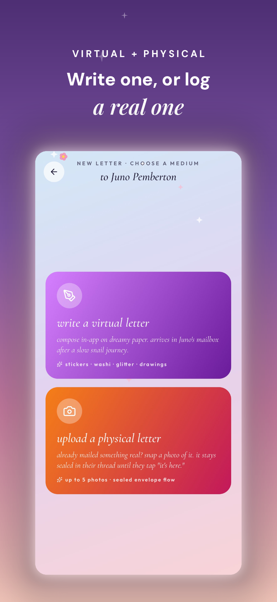 Choose a medium — virtual or physical letter