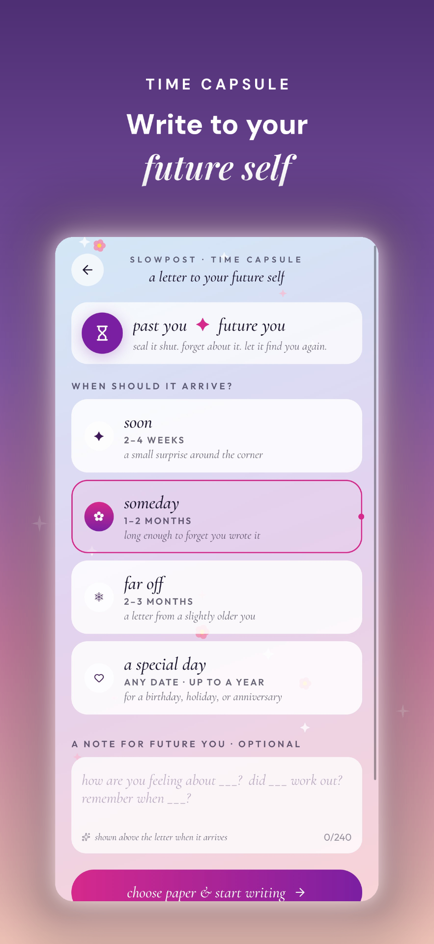 Time capsule — write to your future self